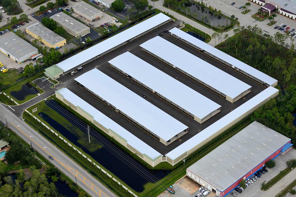 Aerial photo of storage facility for automobiles, boats and recreational vehicles. Aerial photo of storage facility for automobiles, boats and recreational vehicles.