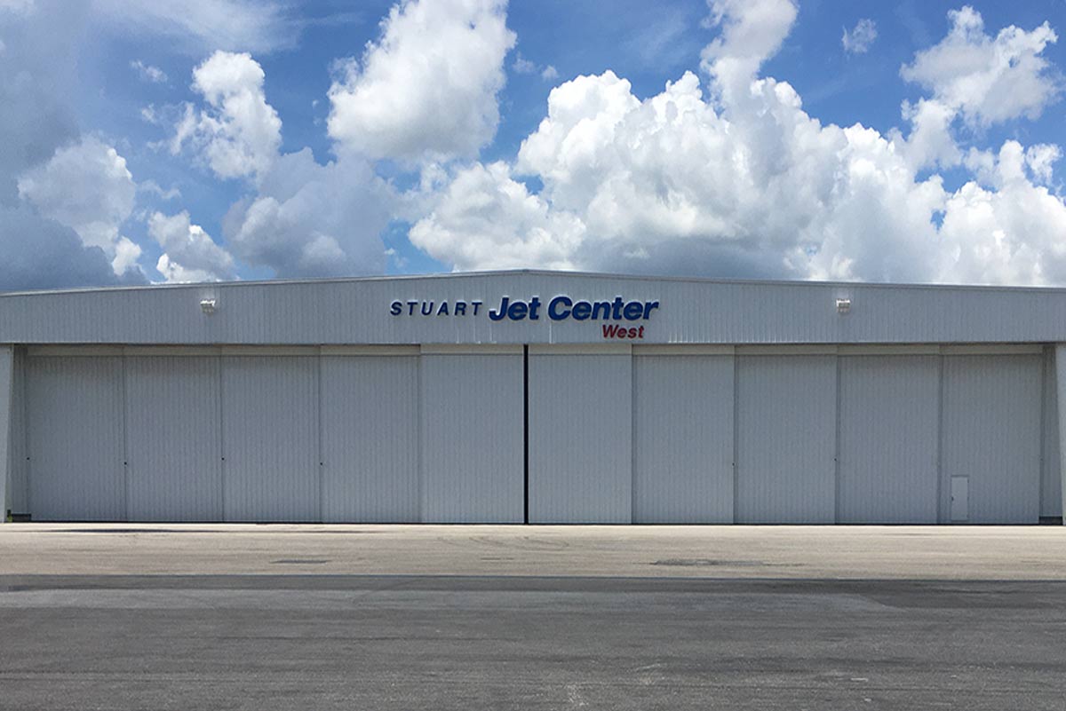 This 200-ft clear span hangar is one of several metal building systems housing airplanes at Stuart Jet Center in Florida. This 200-ft clear span hangar is one of several metal building systems housing airplanes at Stuart Jet Center in Florida.