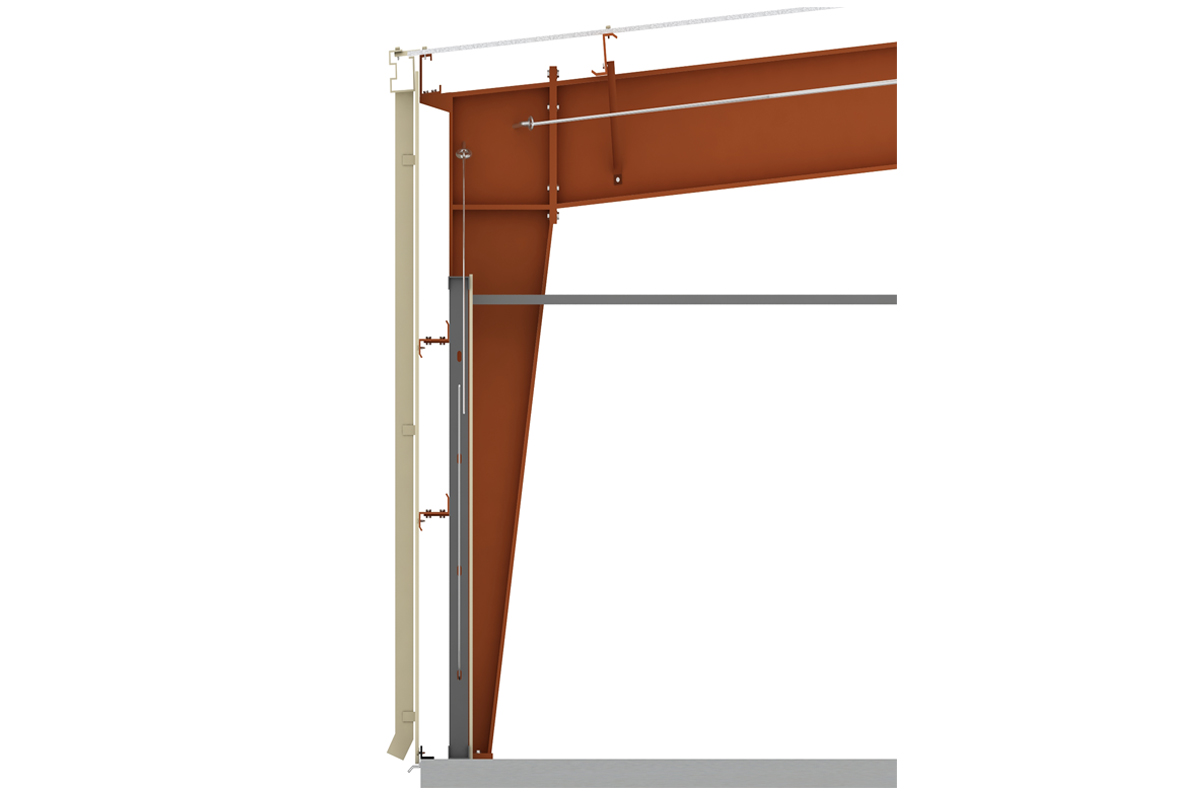 tapered column-bypass girt condition with interior stud framing-1200